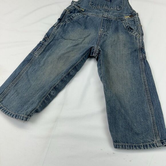 Oshkosh B’gosh Vestbak Blue Denim Overalls Size 24M Toddler Faded Snap - Picture 4 of 11